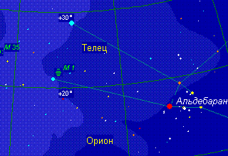 Где находится Крабовидная туманность