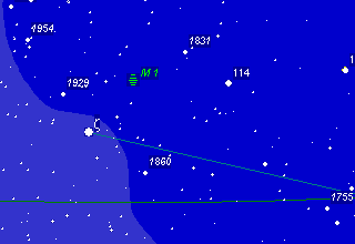 Как найти Крабовидную туманность