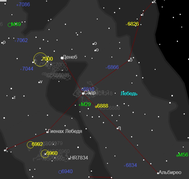 Созвездие Лебедя - интересные объекты