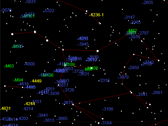 Объекты в созвездии Большая Медведица для среднего телескопа
