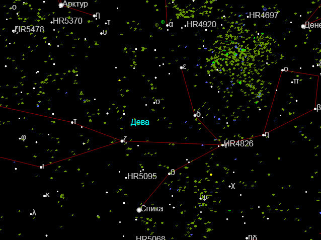 Интересные объекты в созвездии Дева