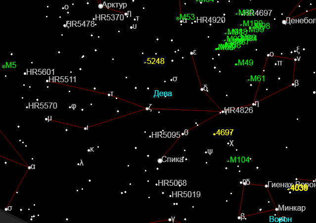 Астрономические объекты в созвездии Дева